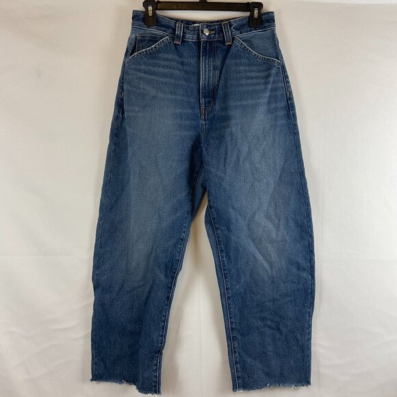 Madewell Denim - Madewell The Curvy Balloon Jeans 26 Blue Dark Wash Raw Hem